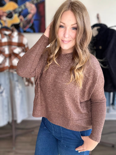Brown Brushed Dolman Sweater