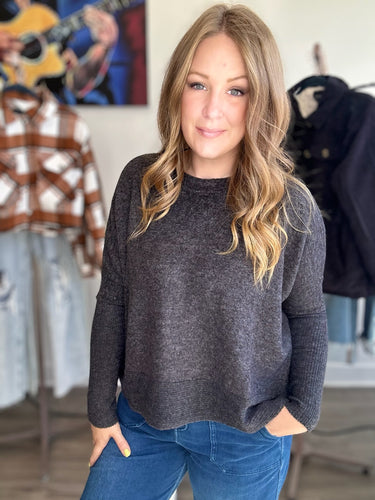 Black Brushed Dolman Sweater