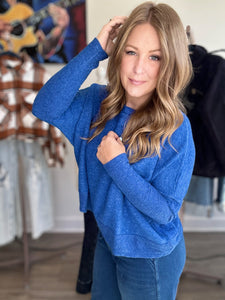 Blue Brushed Dolman Sweater
