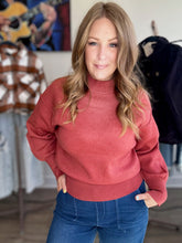 Load image into Gallery viewer, Rust Mock Neck Seam Sweater