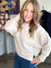 Load image into Gallery viewer, Beige Exposed Seam Cropped Sweater