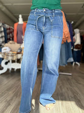 Load image into Gallery viewer, Flying Monkey Tie Waist Wide Leg Jeans