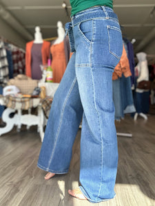 Flying Monkey Tie Waist Wide Leg Jeans