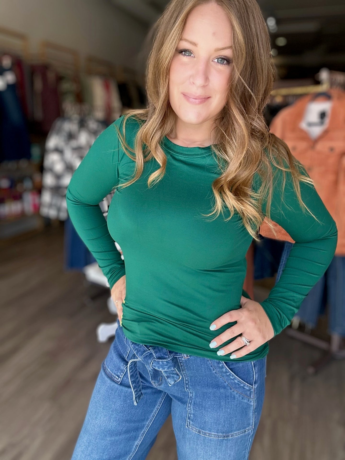 Hunter Green Microfiber Long Sleeve