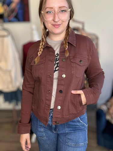 Risen Burnt Sienna Washed Denim Jacket