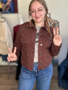 Risen Burnt Sienna Washed Denim Jacket