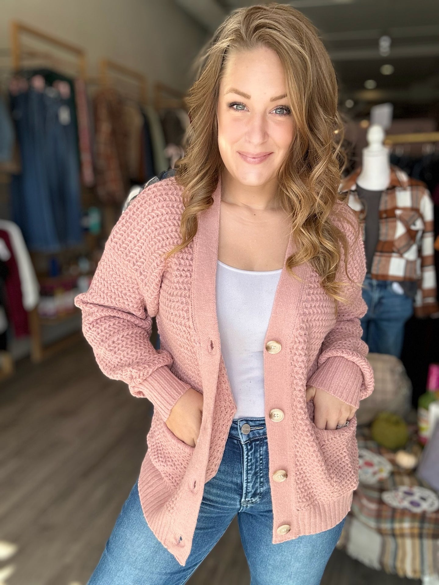Mauve Button Down Cardigan