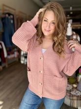 Load image into Gallery viewer, Mauve Button Down Cardigan