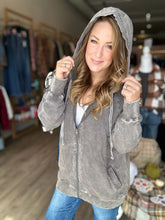 Load image into Gallery viewer, Grey Oversized Hooded Waffle Jacket