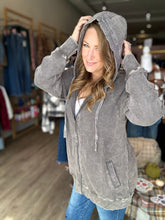 Load image into Gallery viewer, Grey Oversized Hooded Waffle Jacket