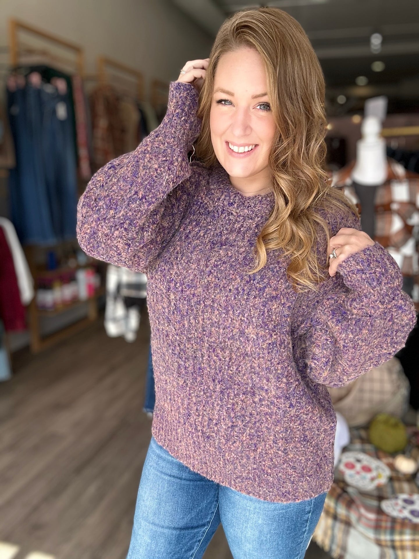Purple Drop Shoulder Sweater