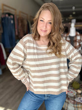 Load image into Gallery viewer, Taupe Striped Sweater Top