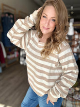 Load image into Gallery viewer, Taupe Striped Sweater Top