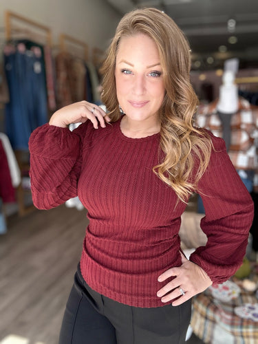 Burgundy Round Neck Knit Sweater