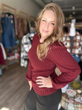 Load image into Gallery viewer, Burgundy Round Neck Knit Sweater