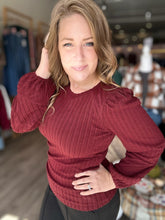 Load image into Gallery viewer, Burgundy Round Neck Knit Sweater
