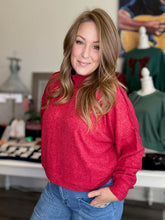 Load image into Gallery viewer, Red High Neck Hacci Sweater