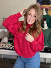 Load image into Gallery viewer, Red High Neck Hacci Sweater