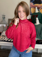 Load image into Gallery viewer, Red High Neck Hacci Sweater