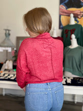 Load image into Gallery viewer, Red High Neck Hacci Sweater