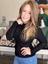 Load image into Gallery viewer, Black Lace Fitted Long Sleeve