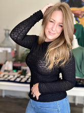 Load image into Gallery viewer, Black Lace Fitted Long Sleeve