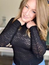Load image into Gallery viewer, Black Lace Fitted Long Sleeve