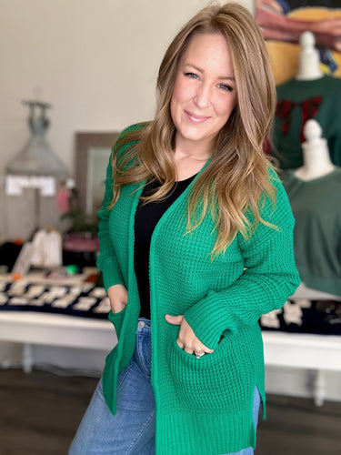 Kelly Green Open Sweater Cardigan