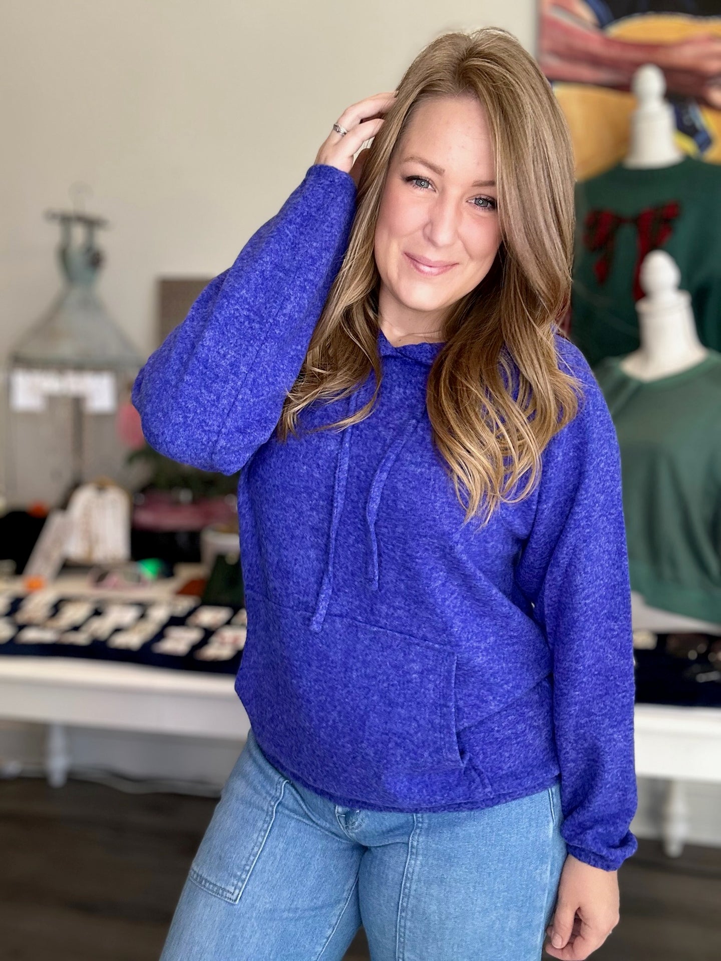 Blue Hacci Hoodie Sweater
