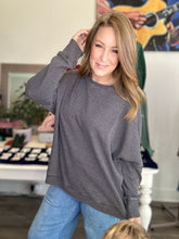 Load image into Gallery viewer, Charcoal Washed Waffle Long Sleeve