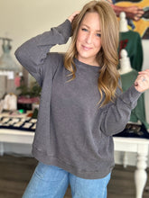 Load image into Gallery viewer, Charcoal Washed Waffle Long Sleeve