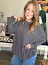 Load image into Gallery viewer, Charcoal Washed Waffle Long Sleeve