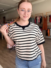 Load image into Gallery viewer, Black Stripe Comfy Knit Top