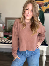 Load image into Gallery viewer, Chestnut Washed Waffle Long Sleeve