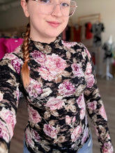 Load image into Gallery viewer, Black Floral Mesh Long Sleeve