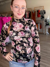 Load image into Gallery viewer, Black Floral Mesh Long Sleeve
