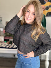 Load image into Gallery viewer, Black Drop Shoulder Cropped Sweater