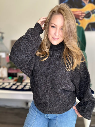 Black Balloon Sleeve Sweater