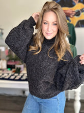 Load image into Gallery viewer, Black Balloon Sleeve Sweater