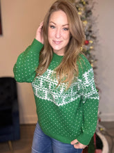 Load image into Gallery viewer, Green Snowy Christmas Sweater