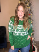 Load image into Gallery viewer, Green Snowy Christmas Sweater