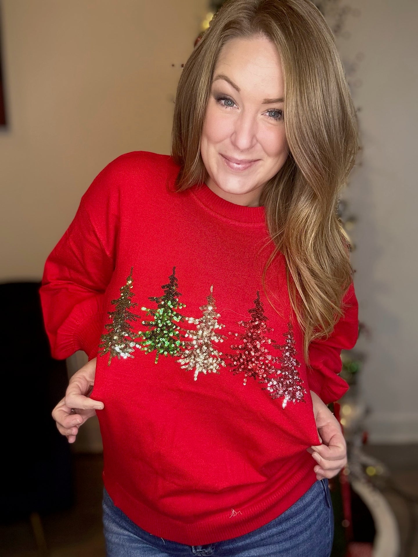 Red Christmas Tree Sweater