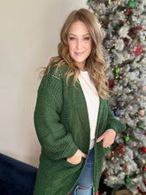 Load image into Gallery viewer, Forest Green Cable Knit Cardigan