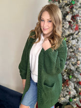 Load image into Gallery viewer, Forest Green Cable Knit Cardigan