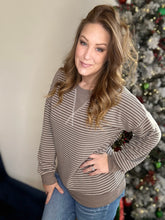 Load image into Gallery viewer, Taupe Striped Crewneck