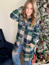 Load image into Gallery viewer, Green Plaid Flannel Shacket