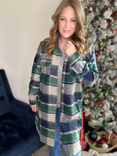 Load image into Gallery viewer, Green Plaid Flannel Shacket