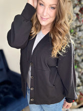 Load image into Gallery viewer, Black Balloon Sleeve Cardigan
