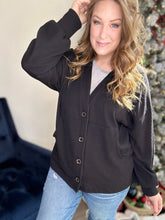 Load image into Gallery viewer, Black Balloon Sleeve Cardigan