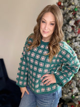 Load image into Gallery viewer, Forest Green Checker Knit Sweater